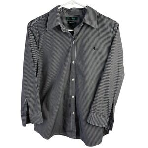 Lauren Ralph Lauren Pinstripe Button Up Shirt Size Large No Iron Career